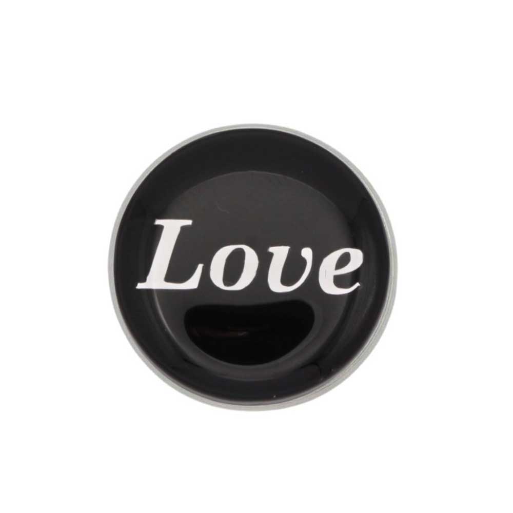 Round black with white "Love" inspirational lapel pin - Lilylin Designs