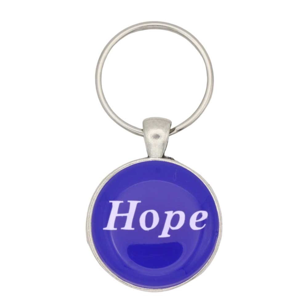 Blue disc with Hope in white print keychain bag charm - Lilylin Designs