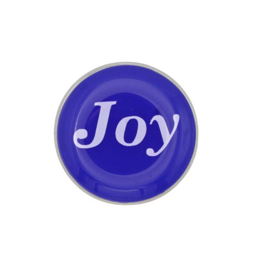 Round blue inspirational disc with joy in white pin - Lilylin Designs