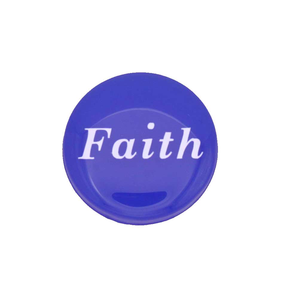 Round blue with "Faith" printed in white magnet - Lilylin Designs
