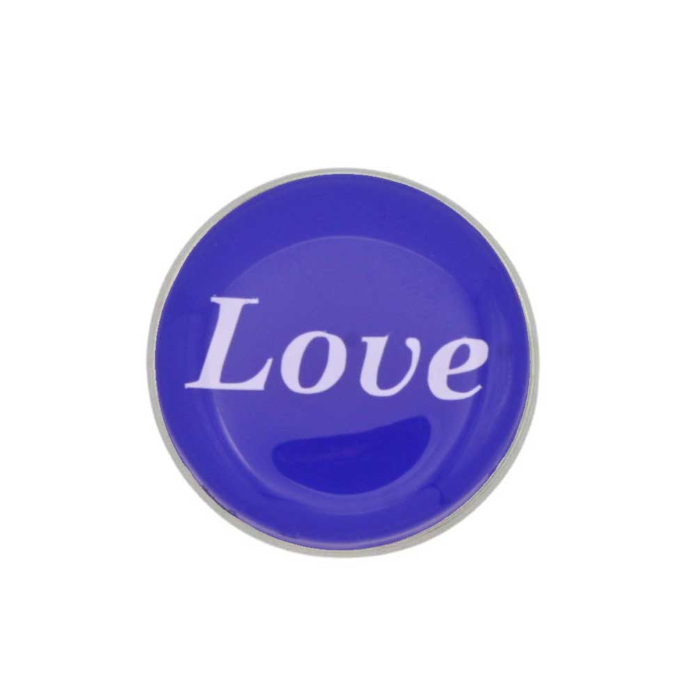 Round blue with white "Love" inspirational lapel pin - Lilylin Designs