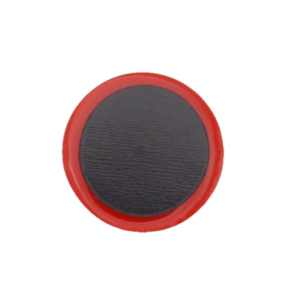 Back view of round red magnet - Lilylin Designs