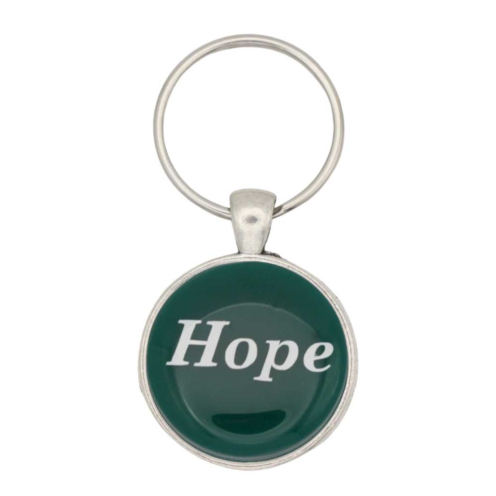 Green disc with Hope in white print keychain bag charm - Lilylin Designs