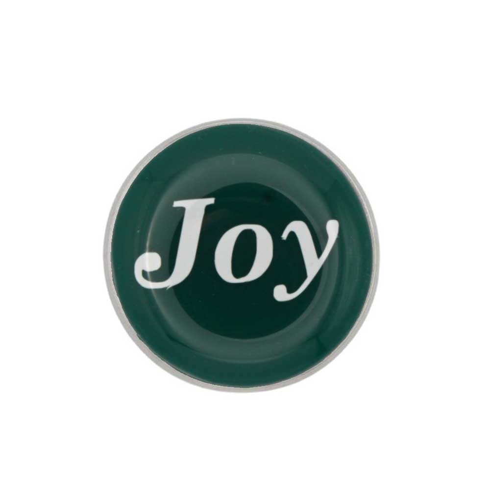 Round green inspirational disc with joy in white pin - Lilylin Designs