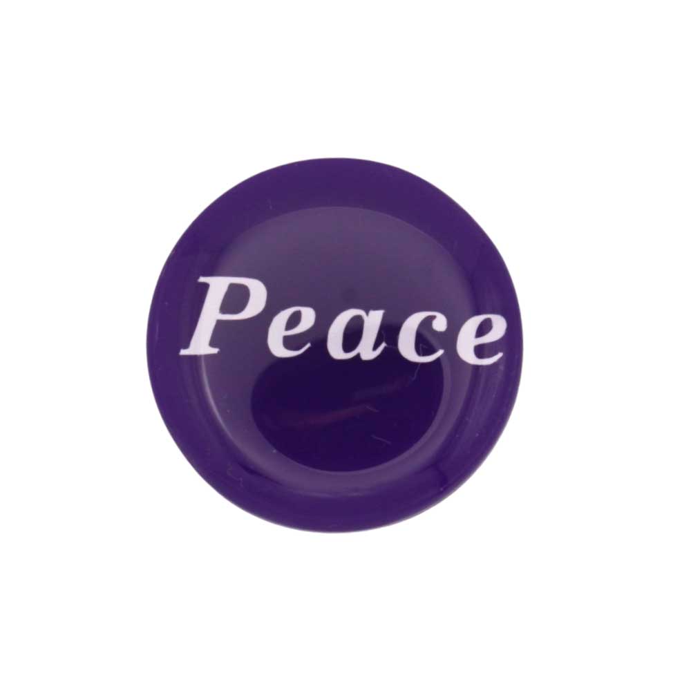 Round purple disc with "Peace" printed in white magnet - Lilylin Designs