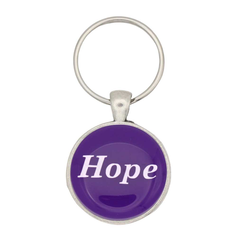 Purple disc with Hope in white print keychain bag charm - Lilylin Designs