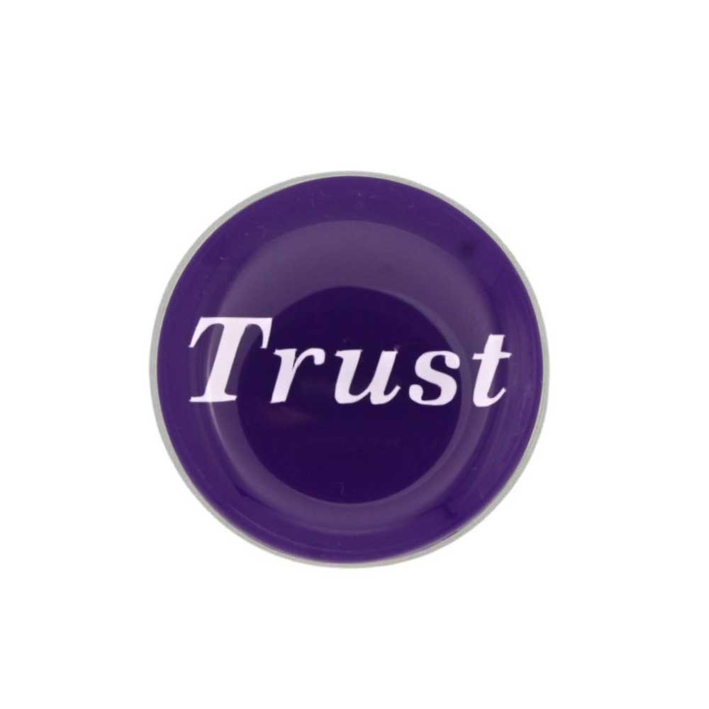 Round purple inspirational pin with Trust in white - Lilylin Designs