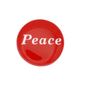 Round red disc with "Peace" printed in white magnet - Lilylin Designs