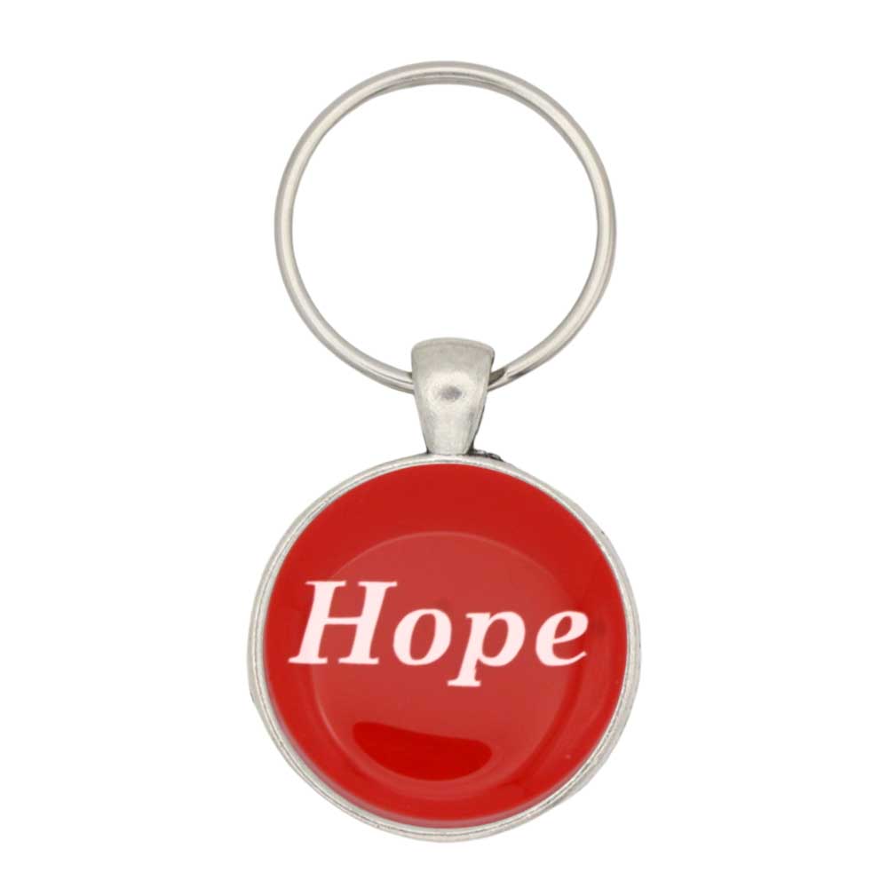 Red disc with Hope in white print keychain bag charm - Lilylin Designs