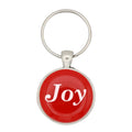 Round red disc with Joy in white keychain and bag charm - Lilylin Designs