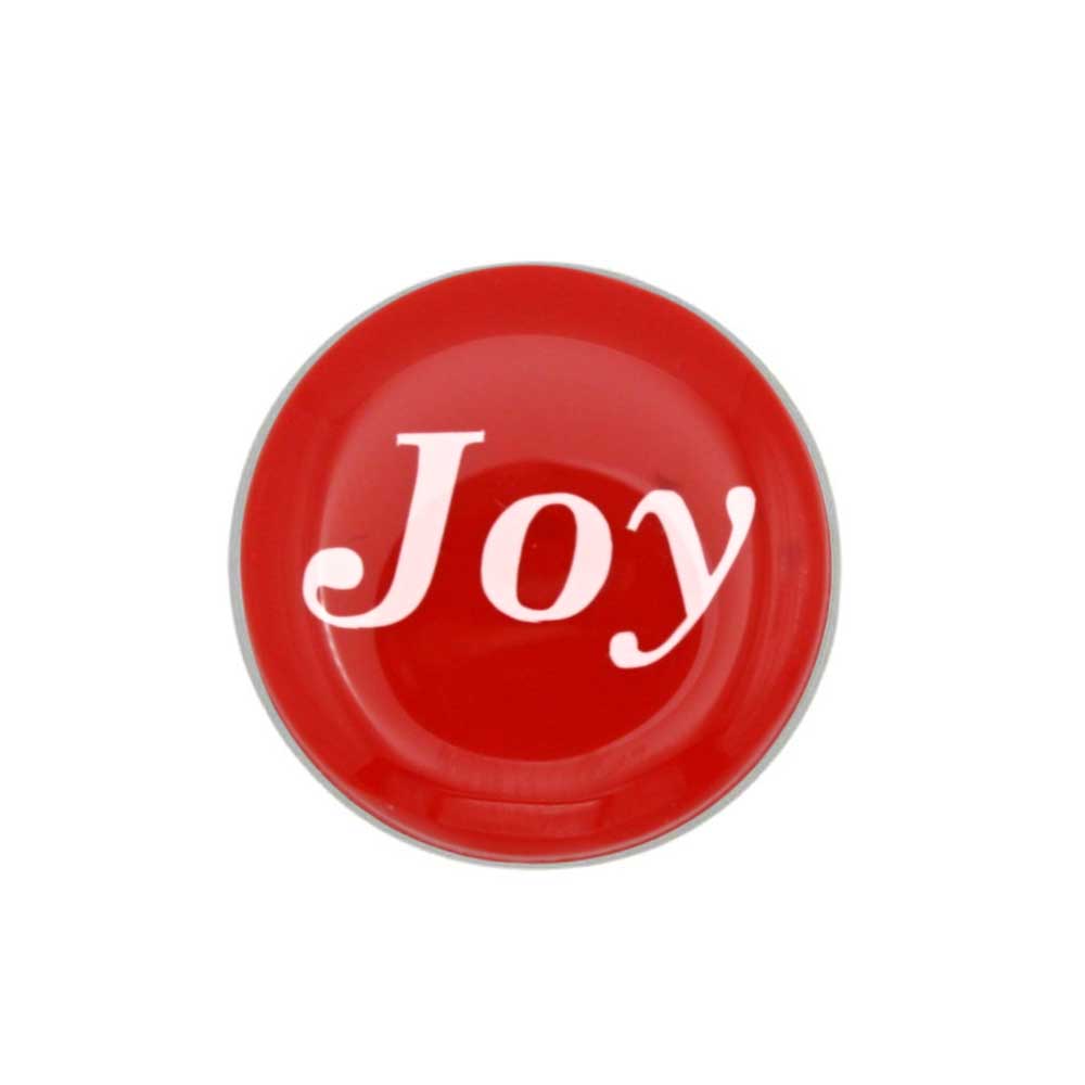 Round red inspirational disc with joy in white pin - Lilylin Designs
