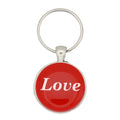 Red disc with Love in white print keychain bag charm - Lilylin Designs