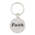 White disc with Faith in black print keychain bag charm - Lilylin Designs