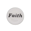 Round white inspirational disc with faith in black lapel pin - Lilylin Designs