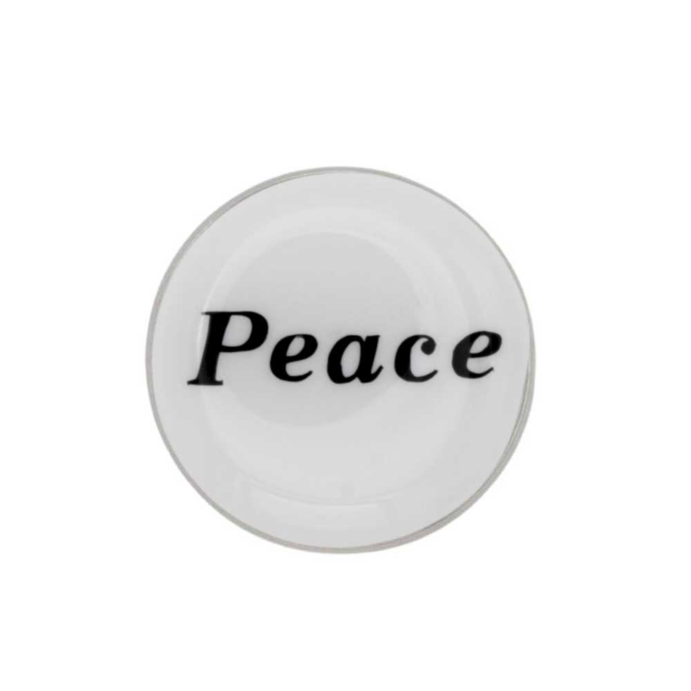 White round inspirational pin with peace in black - Lilylin Designs