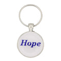 White disc with Hope in blue print keychain bag charm - Lilylin Designs