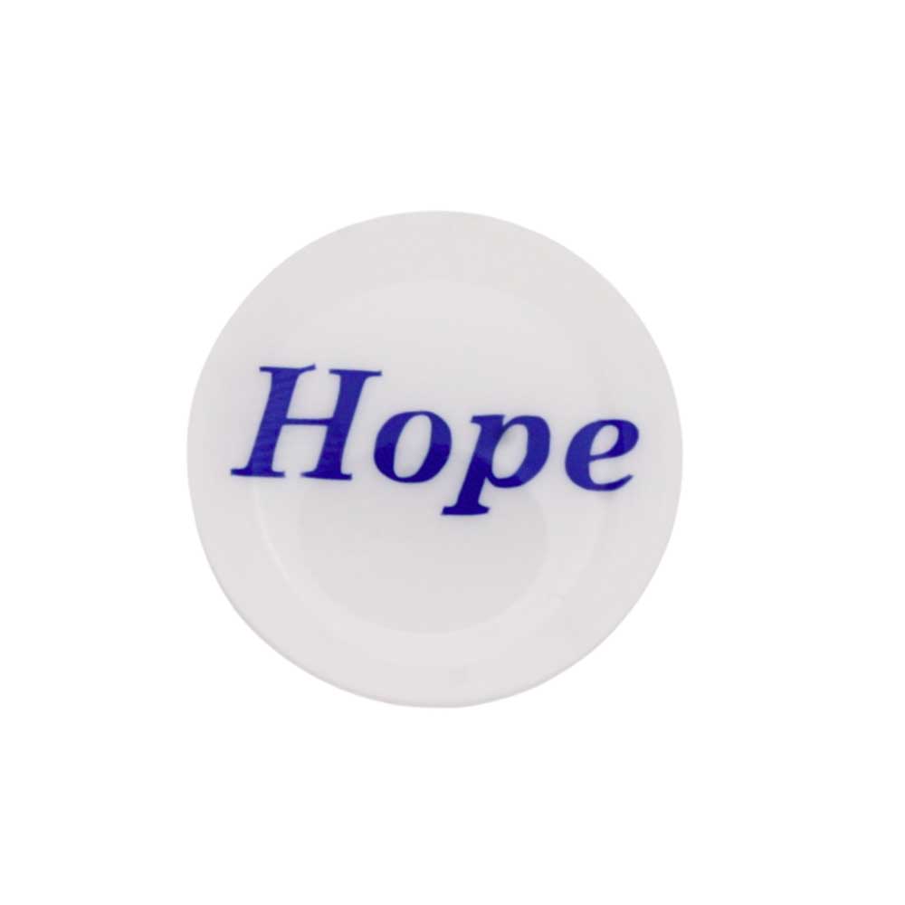 Round white disc with "Hope" printed in blue magnet - Lilylin Designs