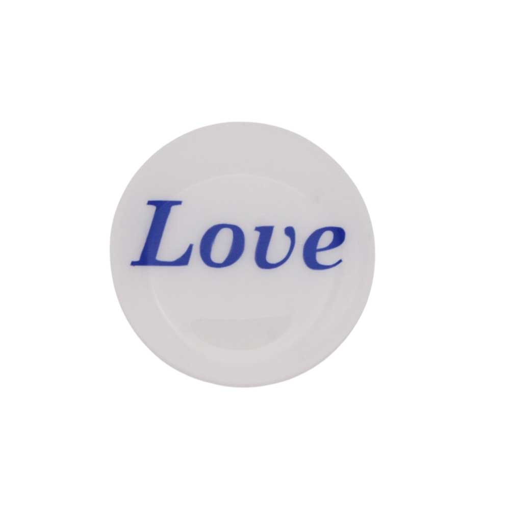 Round white with blue love magnet - Lilylin Designs