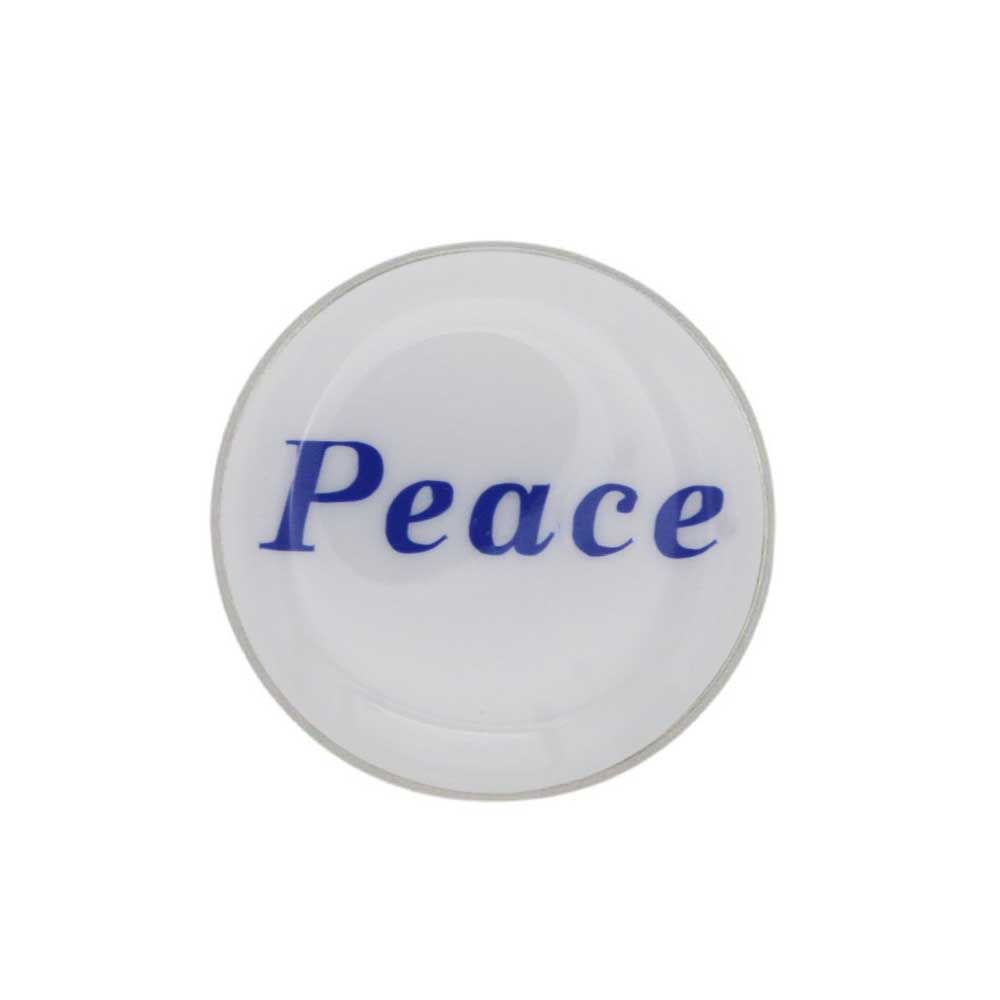 White round inspirational pin with peace in blue - Lilylin Designs