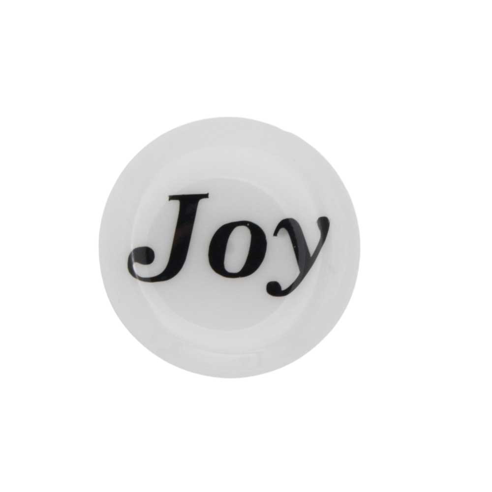 Round white disc with "Joy" printed in black magnet - Lilylin Designs