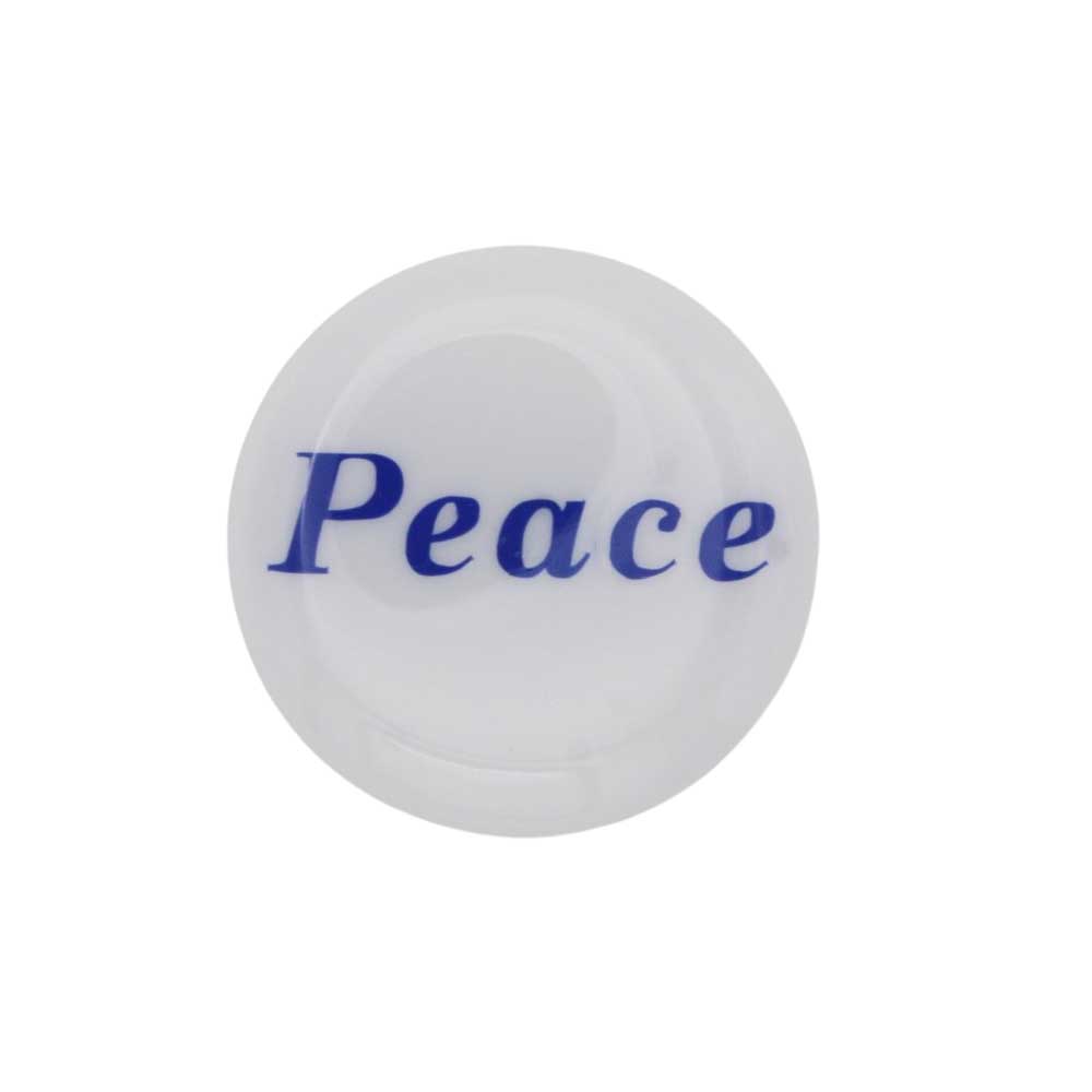 Round white disc with "Peace" printed in blue magnet - Lilylin Designs