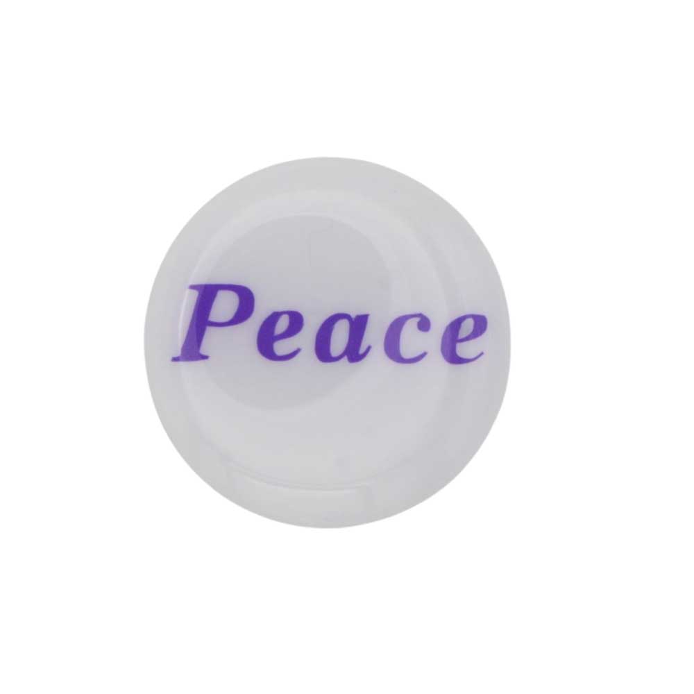 Round white disc with "Peace" printed in purple magnet - Lilylin Designs