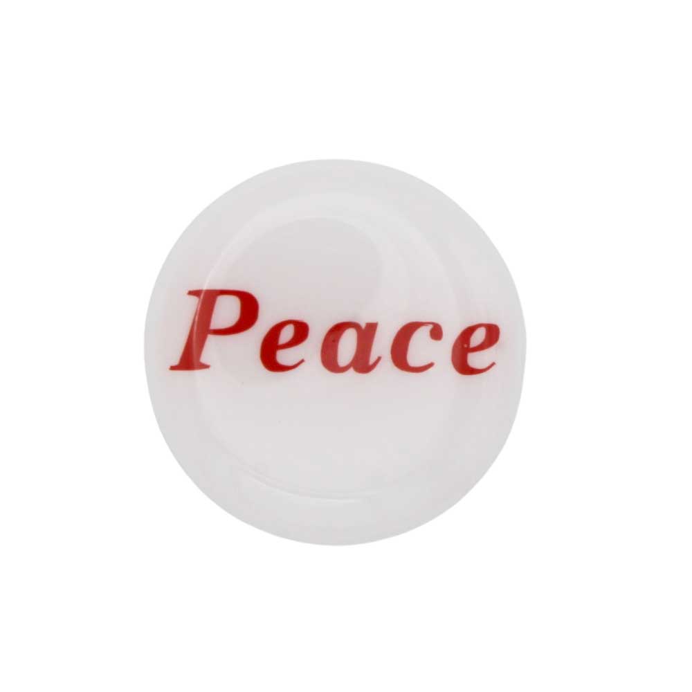 Round white disc with "Peace" printed in red magnet - Lilylin Designs