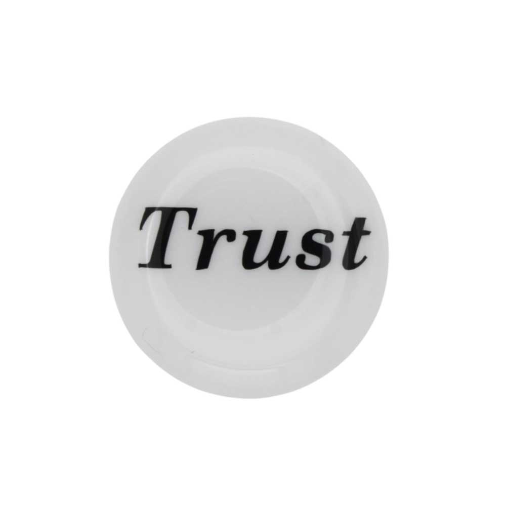 Round white disc with "Trust" printed in black magnet - Lilylin Designs