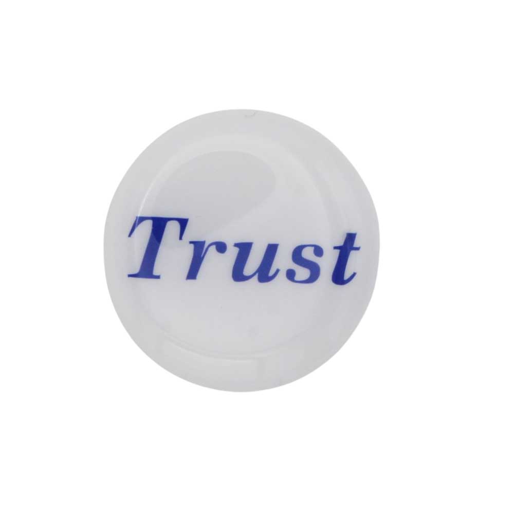 Round white disc with "Trust" printed in blue magnet - Lilylin Designs