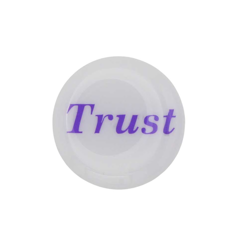 Round white disc with "Trust" printed in purple magnet - Lilylin Designs