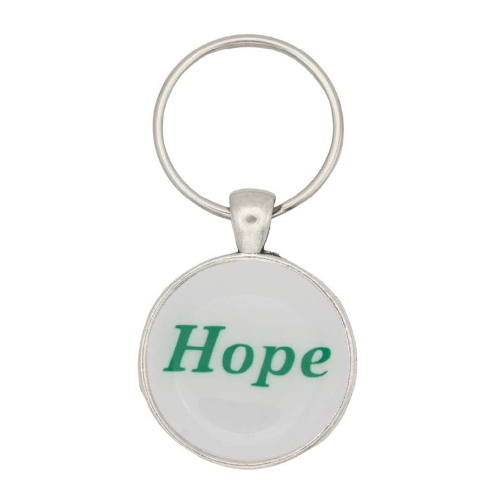 White disc with Hope in green print keychain bag charm - Lilylin Designs