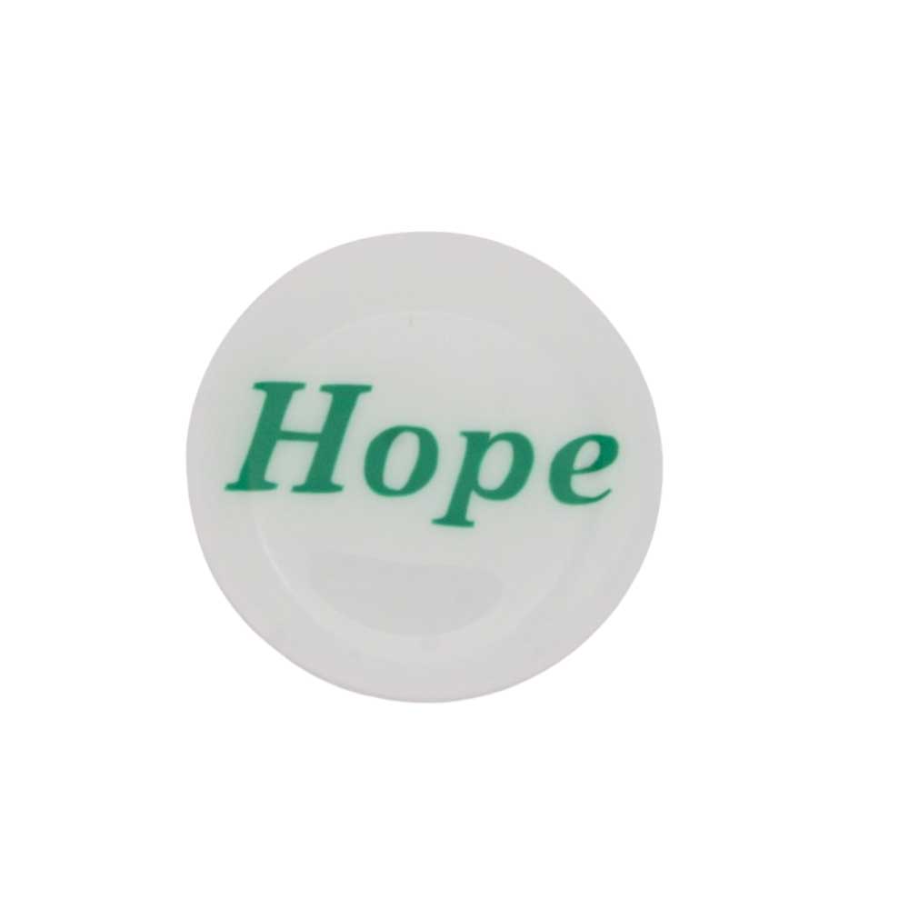Round white disc with "Hope" printed in green magnet - Lilylin Designs