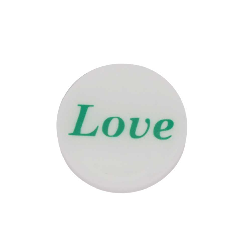 Round white with green love magnet - Lilylin Designs