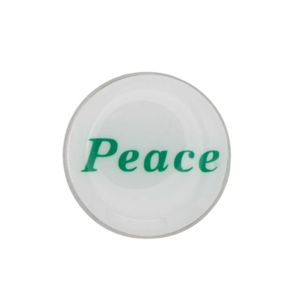 White round inspirational pin with peace in green - Lilylin Designs