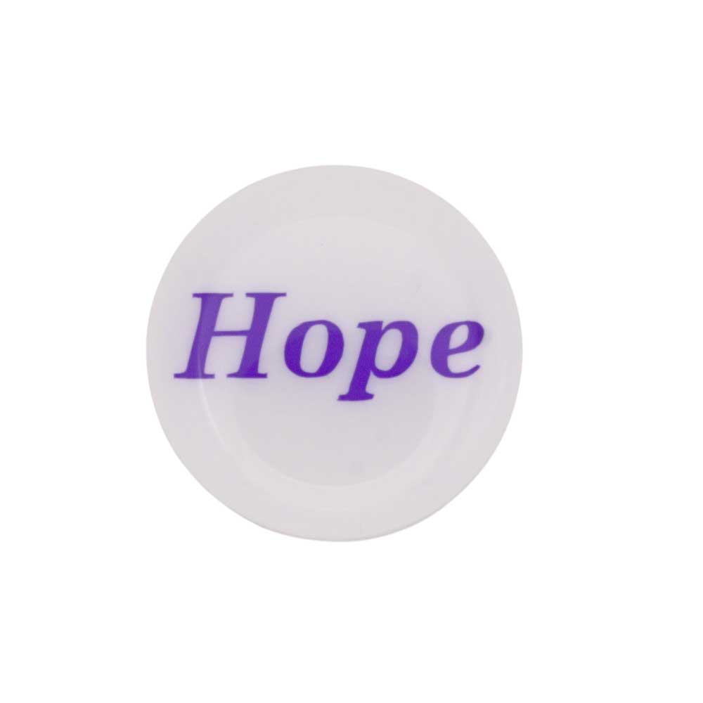 Round white disc with "Hope" printed in purple magnet - Lilylin Designs