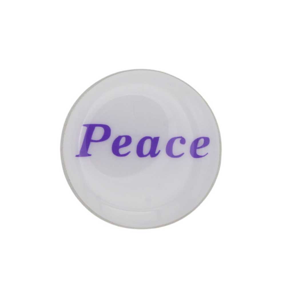 White round inspirational pin with peace in purple - Lilylin Designs