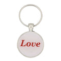 White disc with Love in red print keychain bag charm - Lilylin Designs
