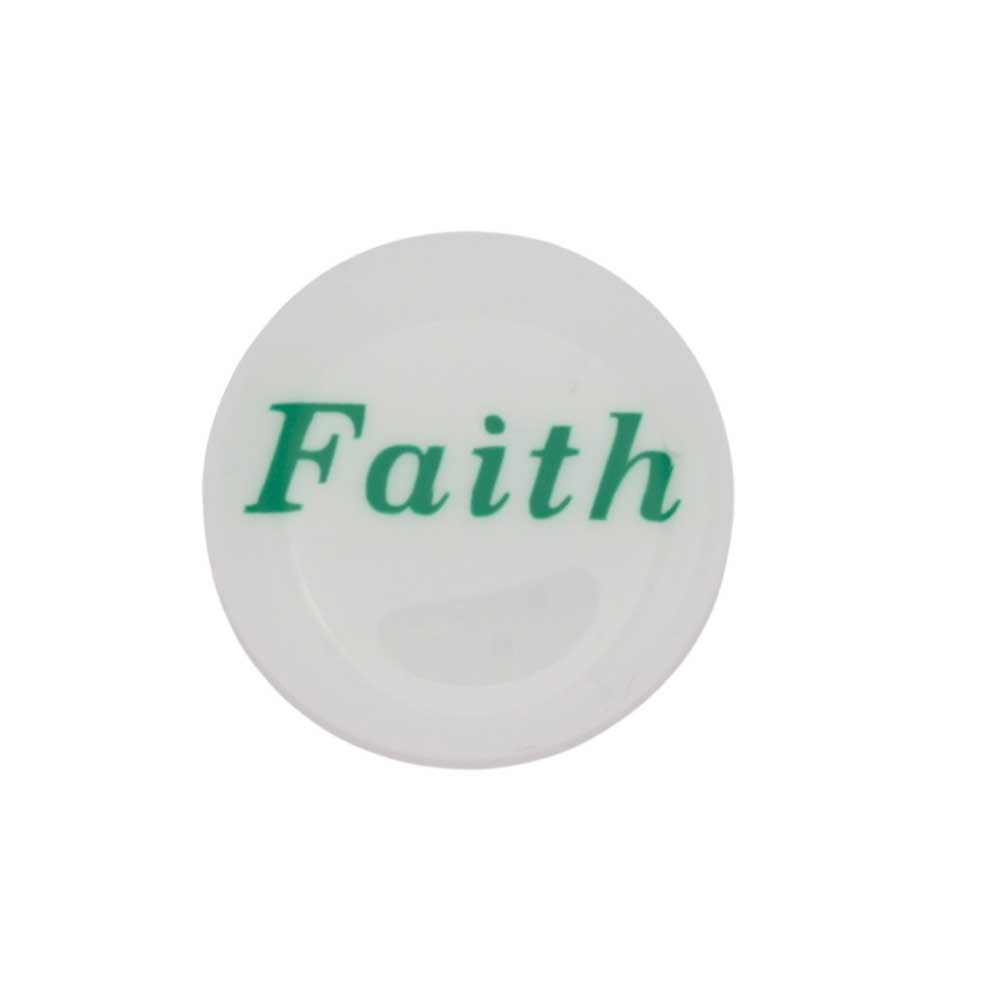 Round white with "Faith" printed in green magnet - Lilylin Designs