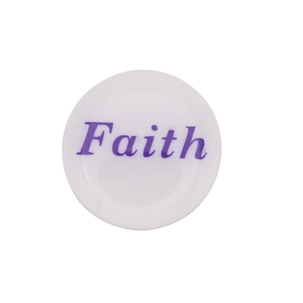 Round white with "Faith" printed in purple magnet - Lilylin Designs