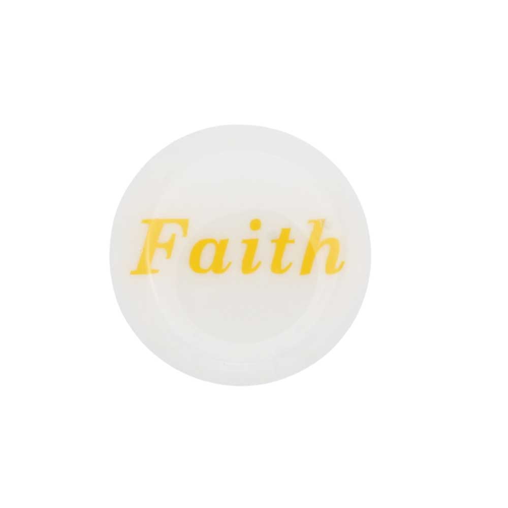 Round white with "Faith" printed in yellow magnet - Lilylin Designs