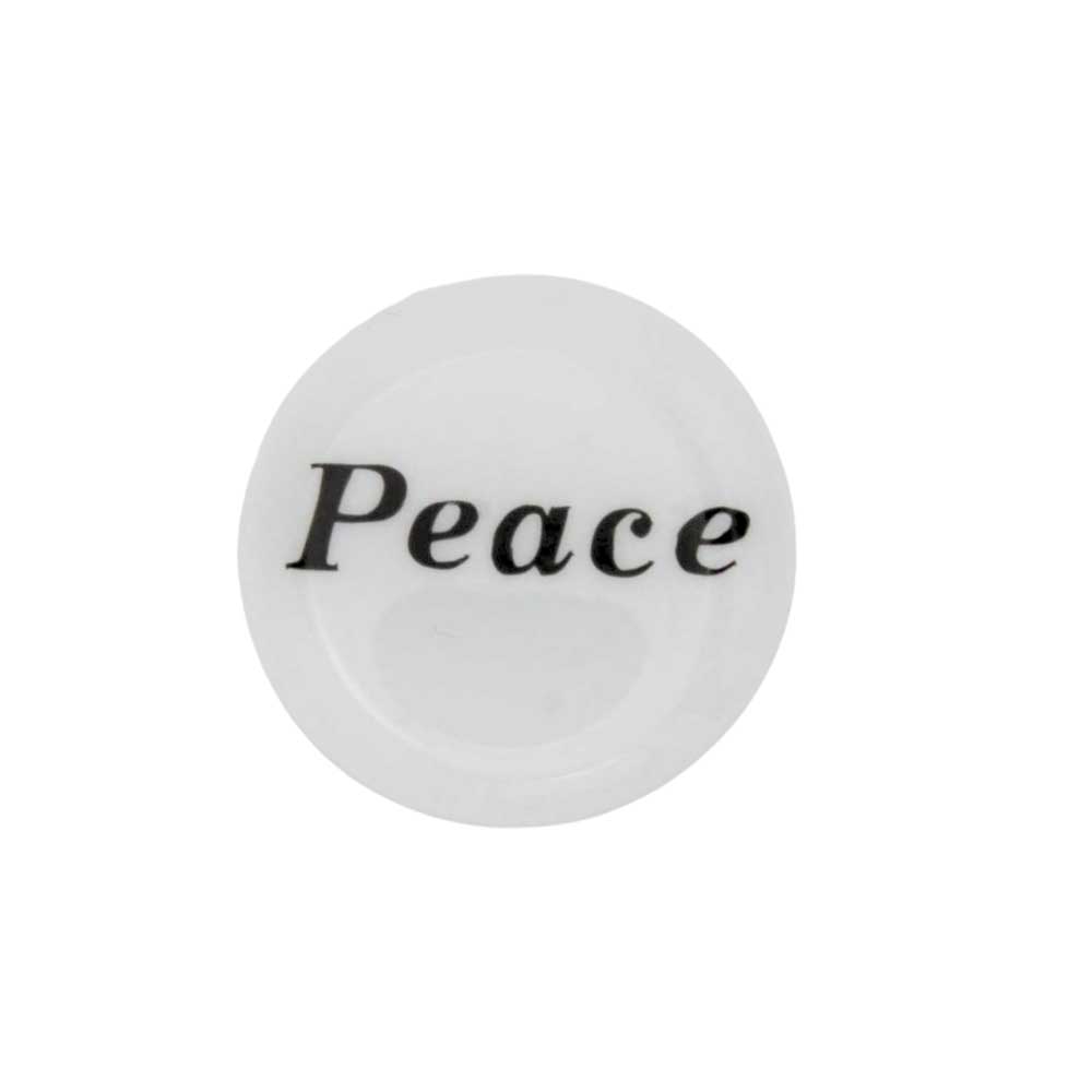 Round white magnet featuring the word 'Peace' printed in black, centered on a plain white background - Lilylin Designs