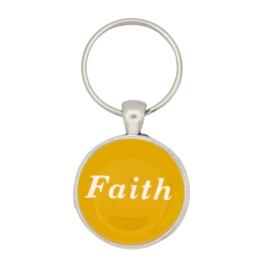 Round yellow with Faith printed in white keychain and bag charm - Lilylin Designs
