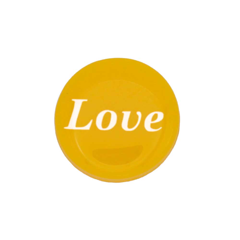 Round yellow with love printed in white magnet - Lilylin Designs