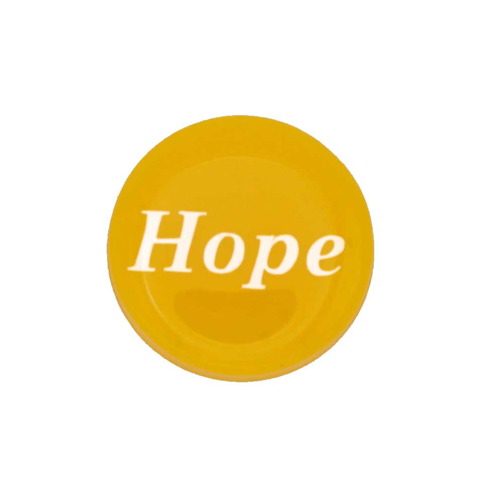Round yellow with "Hope" printed in white magnet - Lilylin Designs
