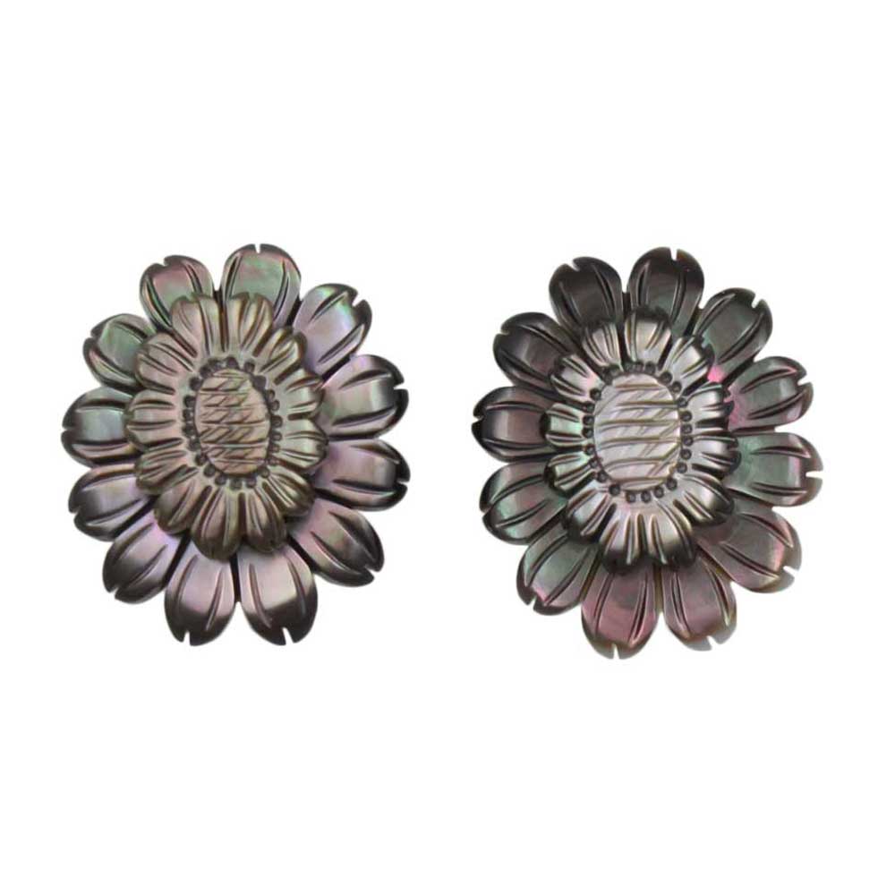Lilylin Designs Brown Genuine Shell Sunflower Pierced Earring