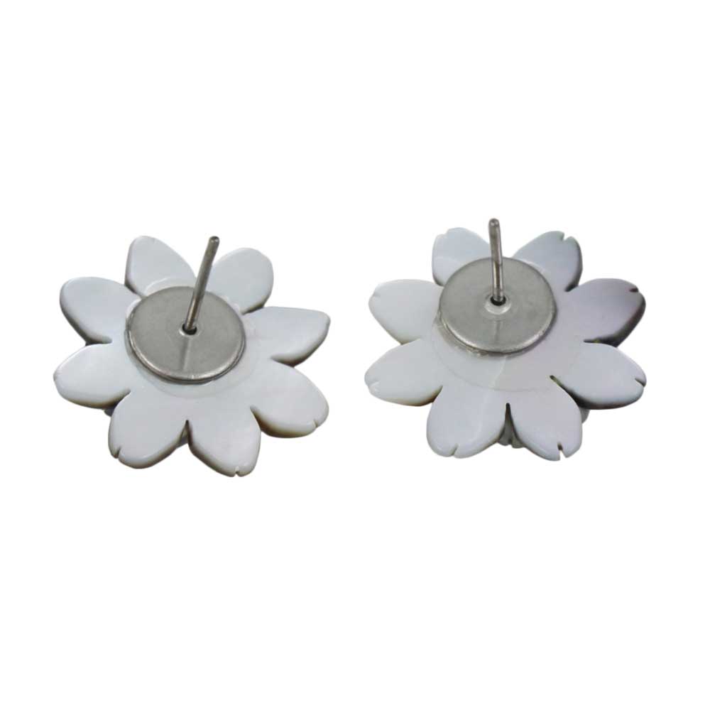 Dark Brown Shell Flower Pierced Earring - SLE062 - Lilylin Designs