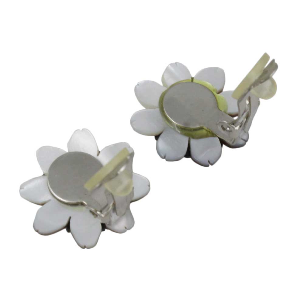 Dark Brown Shell Flower Clip Earring - SLE062C - Lilylin Designs