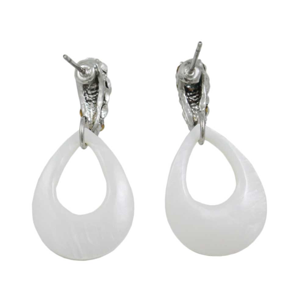White Mother of Pearl Shell and Crystal Pierced Earring - SLE103 - Lilylin Designs