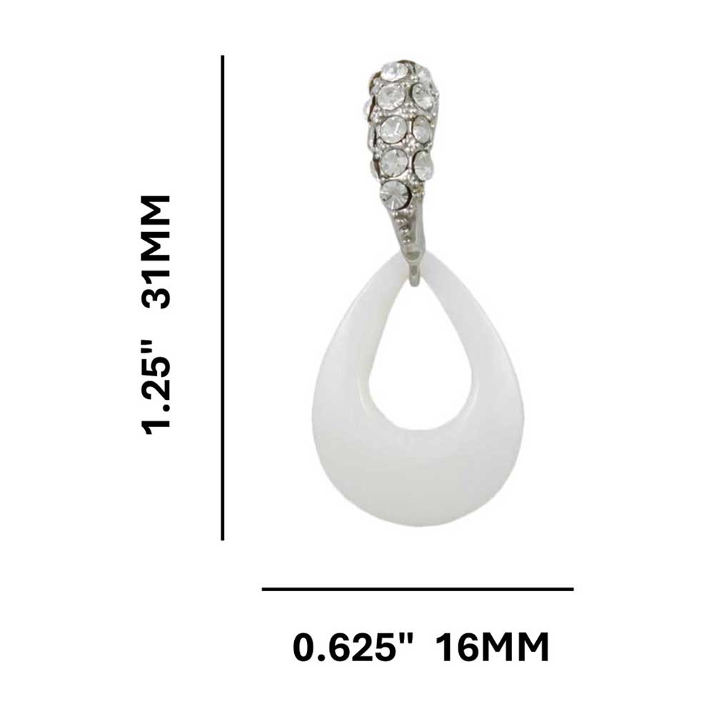 White Mother of Pearl Shell and Crystal Pierced Earring - SLE103 - Lilylin Designs