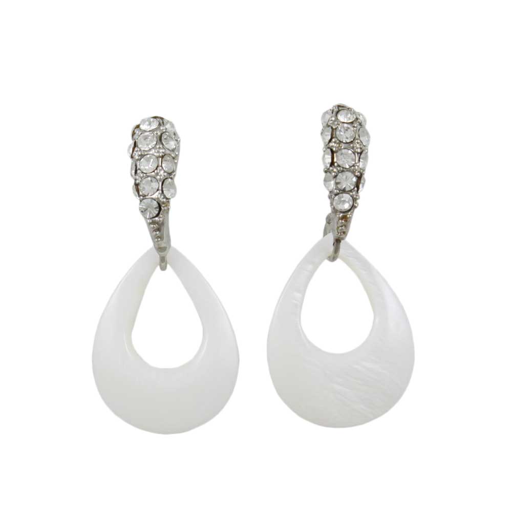 White Mother of Pearl Shell and Crystal Pierced Earring - SLE103 - Lilylin Designs